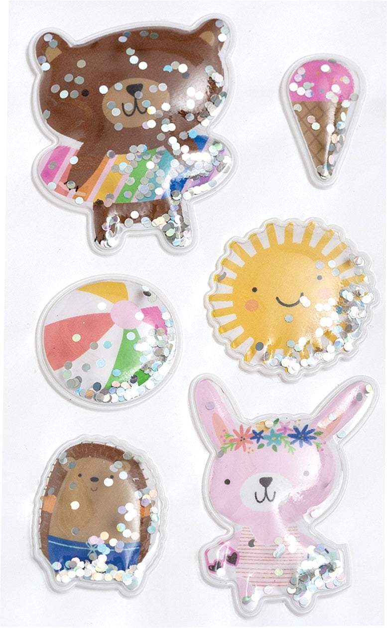 American Crafts Sun & Fun Shaker Stickers 6/Pkg - 621073