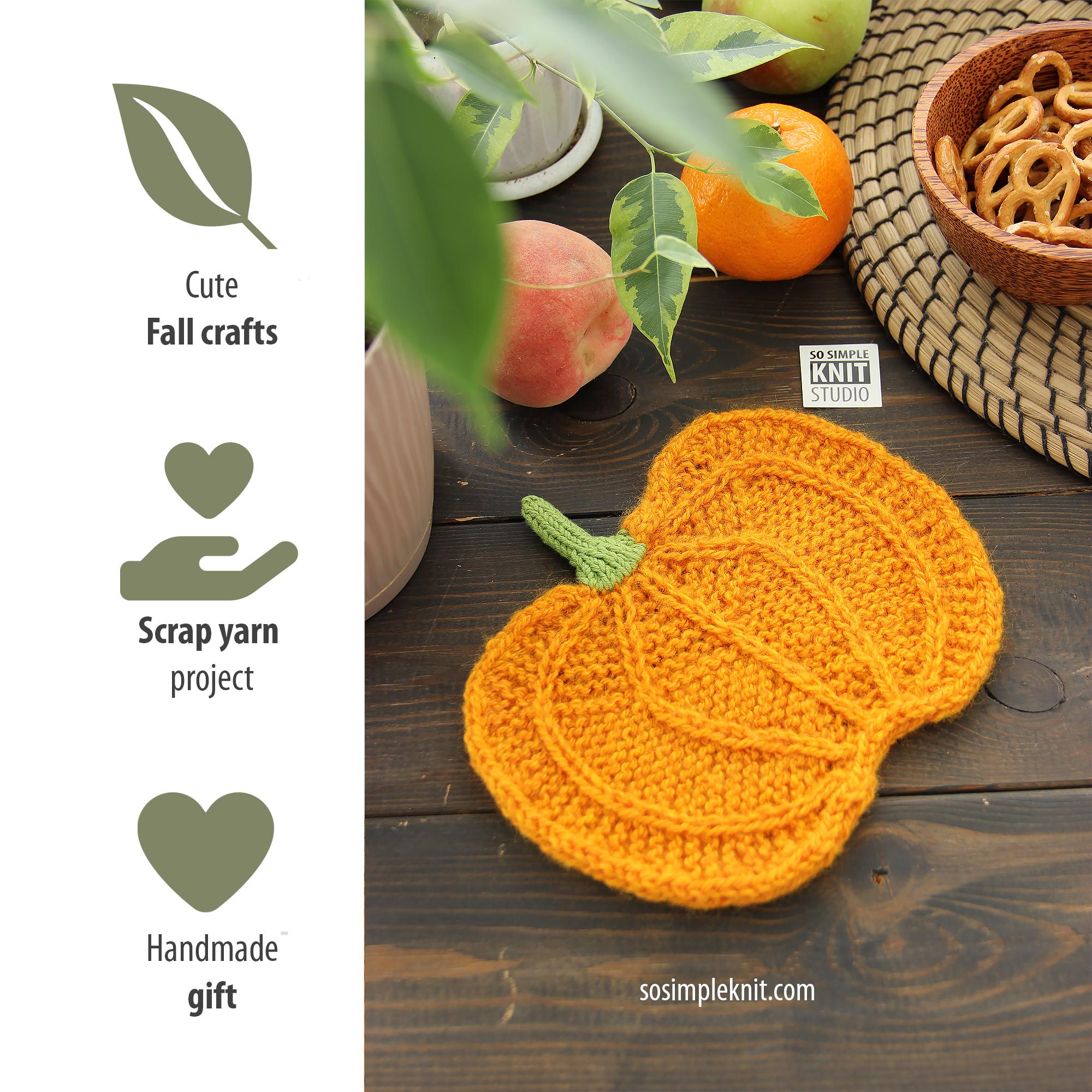 Knitted Pumpkin Coaster