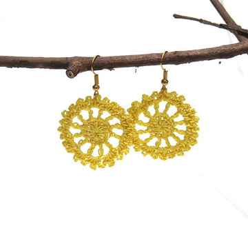 Cart wheel crochet earrings