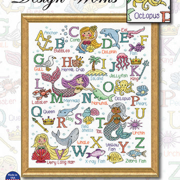 Design Works Mermaid ABC Cross Stitch Kit - 12 X 16