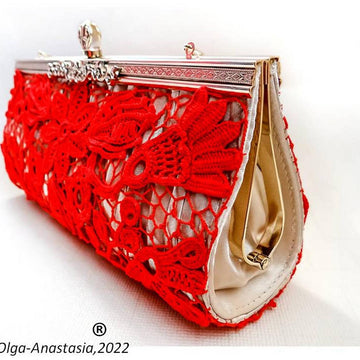 Red lace handbag