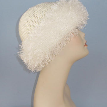 Faux Fur Trim Garter Stitch Beanie Hat
