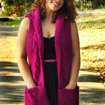 Trifecta Cable Knit Hooded Scarf with Pockets