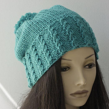 Mock Cable Pom Pom Hat