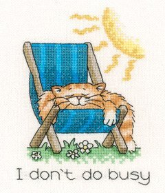 Heritage I Don't Do Busy, 14 count Aida Cross Stitch Kit - 9cm x 12cm