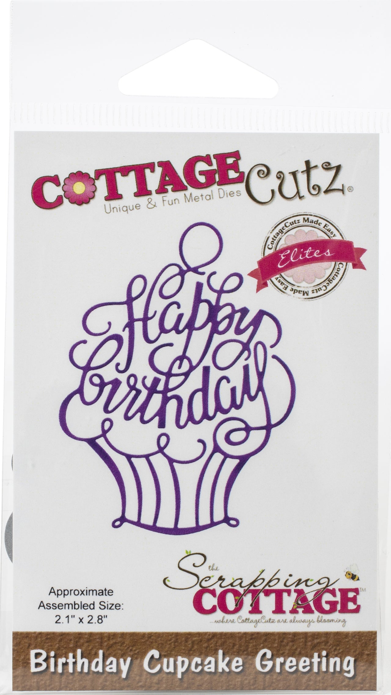 CottageCutz Elites Die - Birthday Cupcake Greeting, 2.1"X2.8"