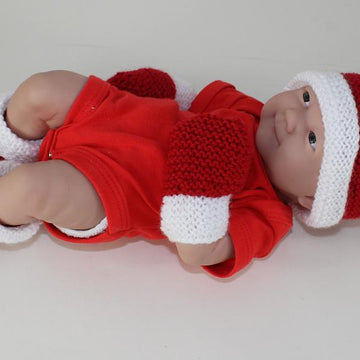 Preemie Baby Santa Hat, Booties and Mittens