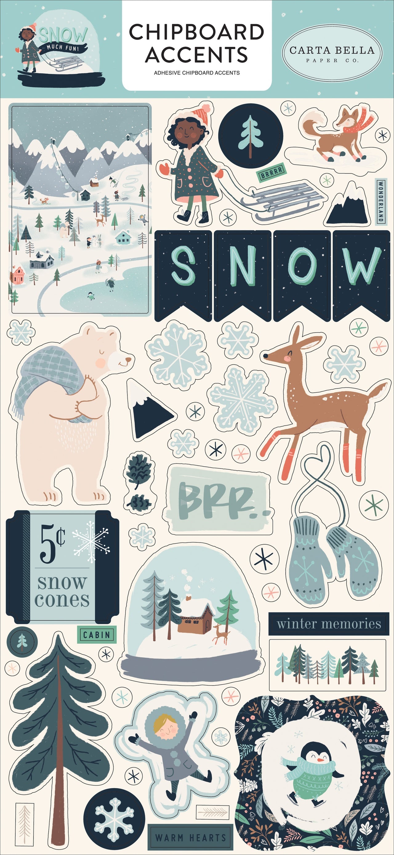 Echo Park Paper Snow Much Fun Chipboard 6"X13" - Accents