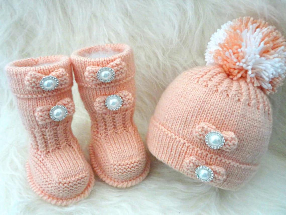 Knitting PATTERN Baby Shoes Baby Hat Baby Set 0 - 18 months
