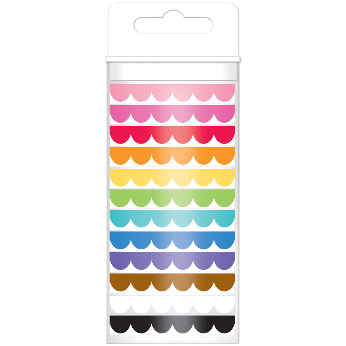 Doodlebug Monochromatic Washi Tape 8mmx12yds 12/Pkg - Scallop