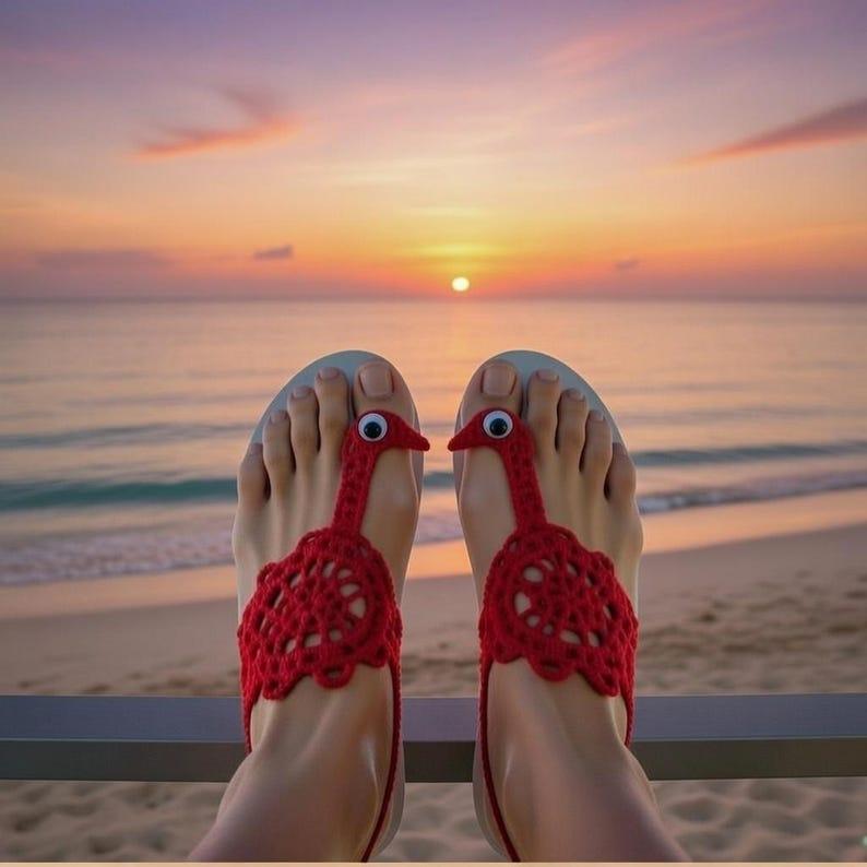Crochet Goose Barefoot Sandal Pdf + Video Tutorials