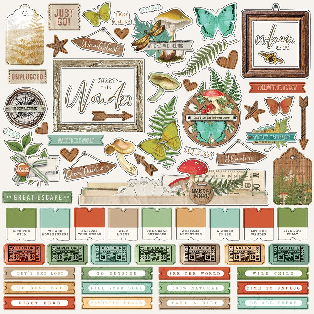 Simple Stories Simple Vintage Great Escape Cardstock Stickers 12"X12" - Combo