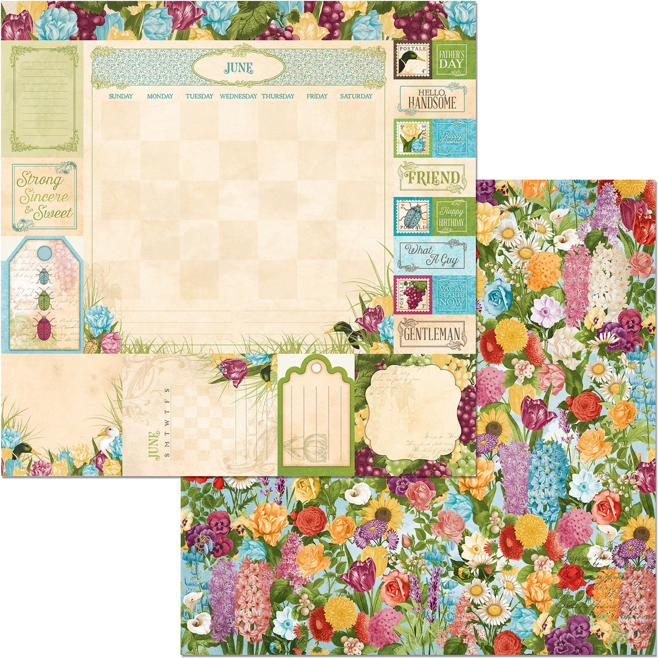 American Crafts Time & Place Double-Sided Cardstock 12"X12" 25/Pkg - June