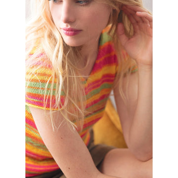 V Neck Sweater with Short Sleeves in Bergere de France Julienne  - M1337 - Downloadable PDF