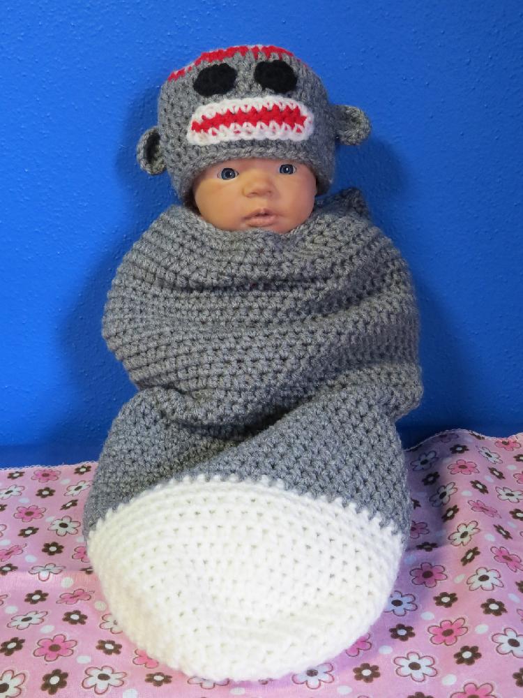 Sock Monkey Cocoon/Hat Set