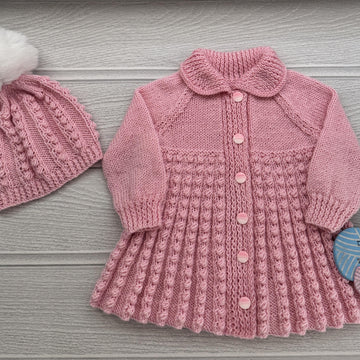 Bonnie Baby Coat, Beanie & Beret size 18" & 20" chest 6-9mths approx