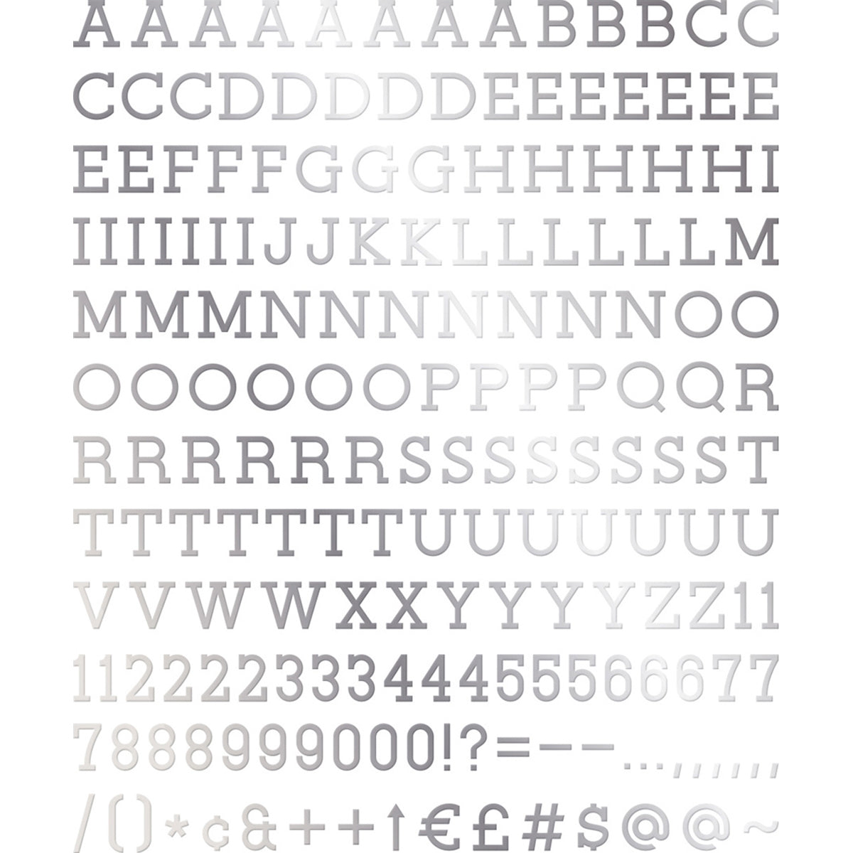 American Crafts DCWV Letterboard Letters & Characters 1" 188/Pkg - Silver