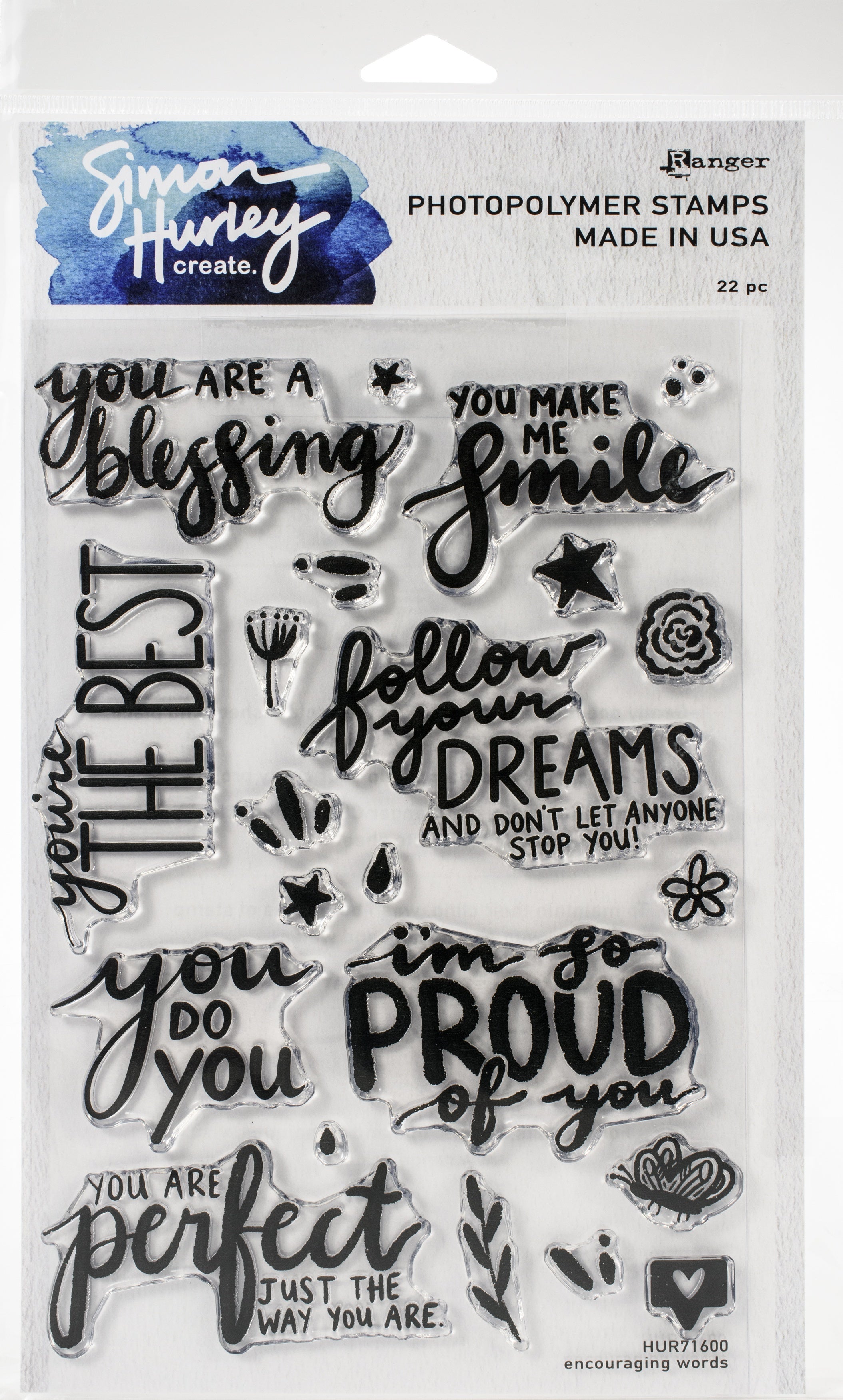 Ranger Simon Hurley create. Cling Stamps 6"X9" - Encouraging Words