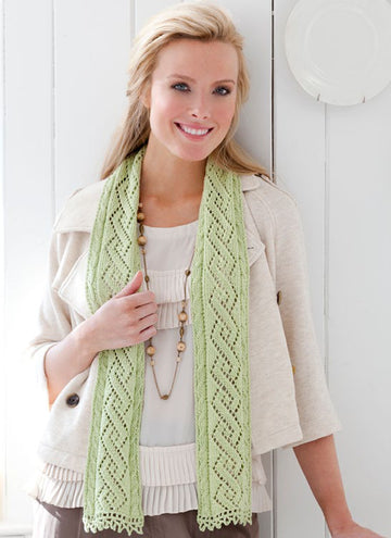 Twisty Lace Scarf in Aunt Lydia's Fashion Crochet Thread Size 3 Solids - LC2181
