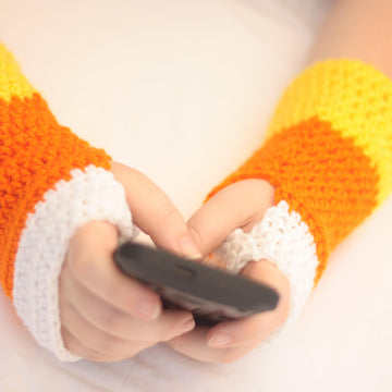 Candy Corn Fingerless Mitts