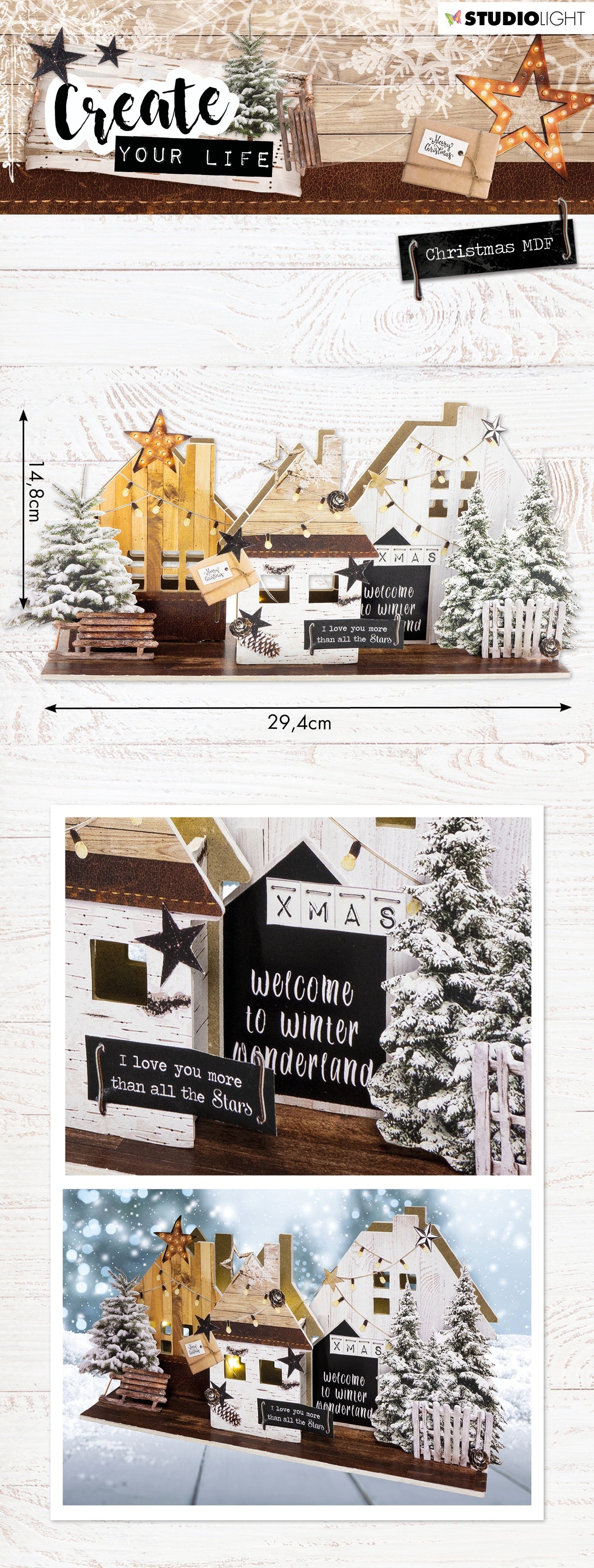 Studio Light Create Your Life MDF Christmas Set - 11.5"X5.8"