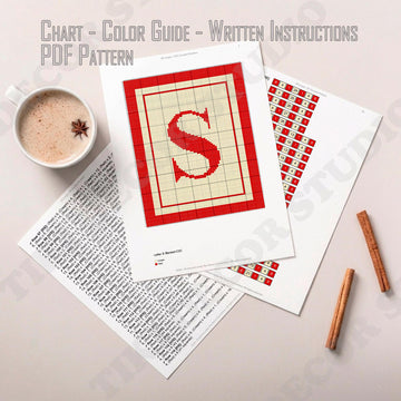Initial Letter S Stroller Baby Blanket C2C CROCHET PATTERN