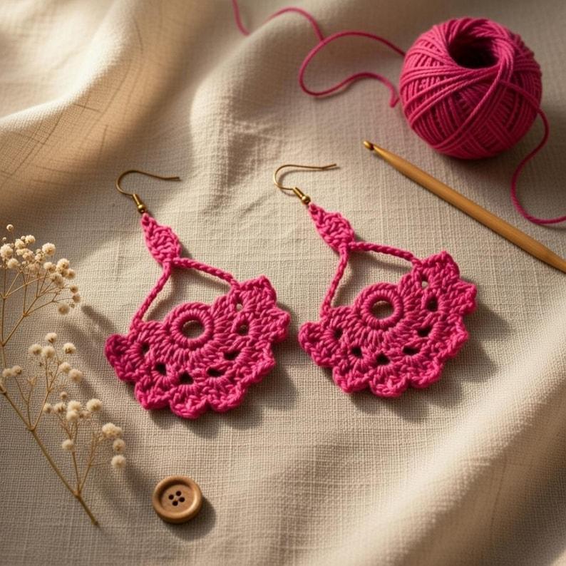 Crochet Flower Earrings PDF Pattern + Video Tutorial