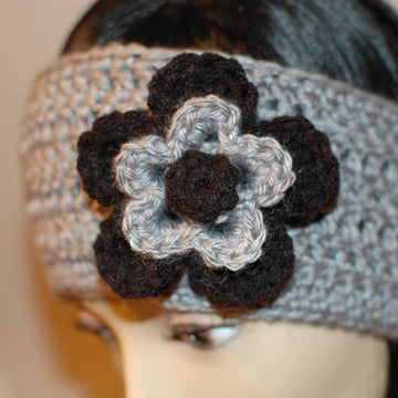 Headband style earwarmer with layered flowers (two sizes)