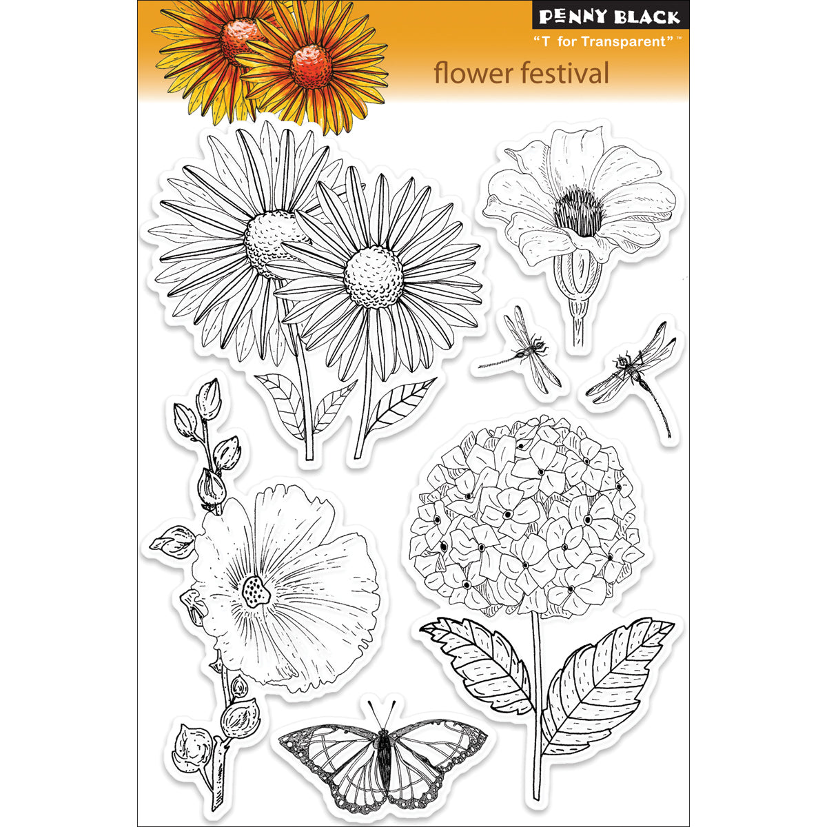 Penny Black Clear Stamps - Flower Festival