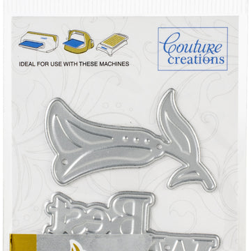 Artdeco Creations Couture Creations Sentiment Mini Dies 2/Pkg - Best Wishes 1.9"X1.9"
