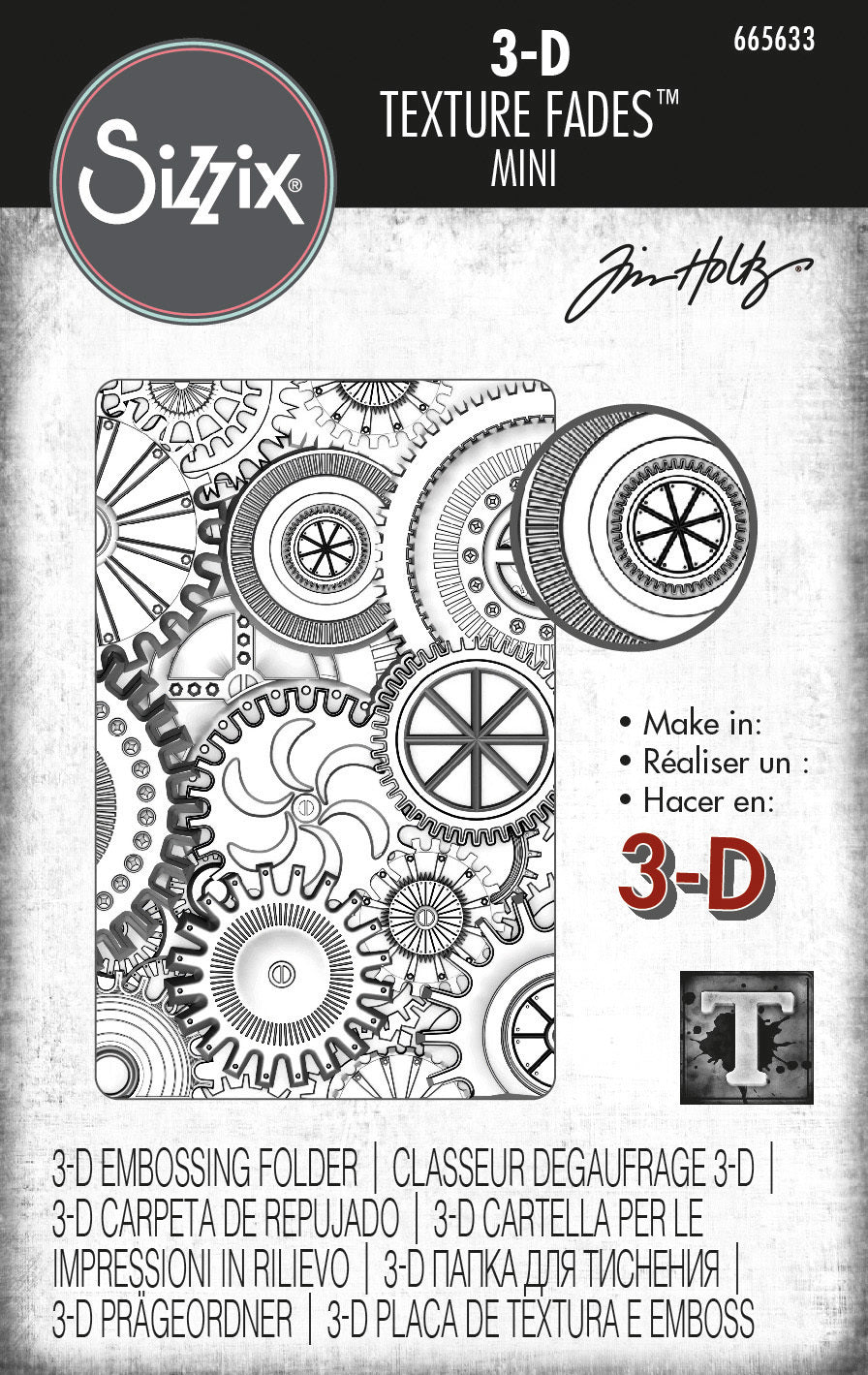 Sizzix 3-D Texture Fades Embossing Folder - Mini Mechanics