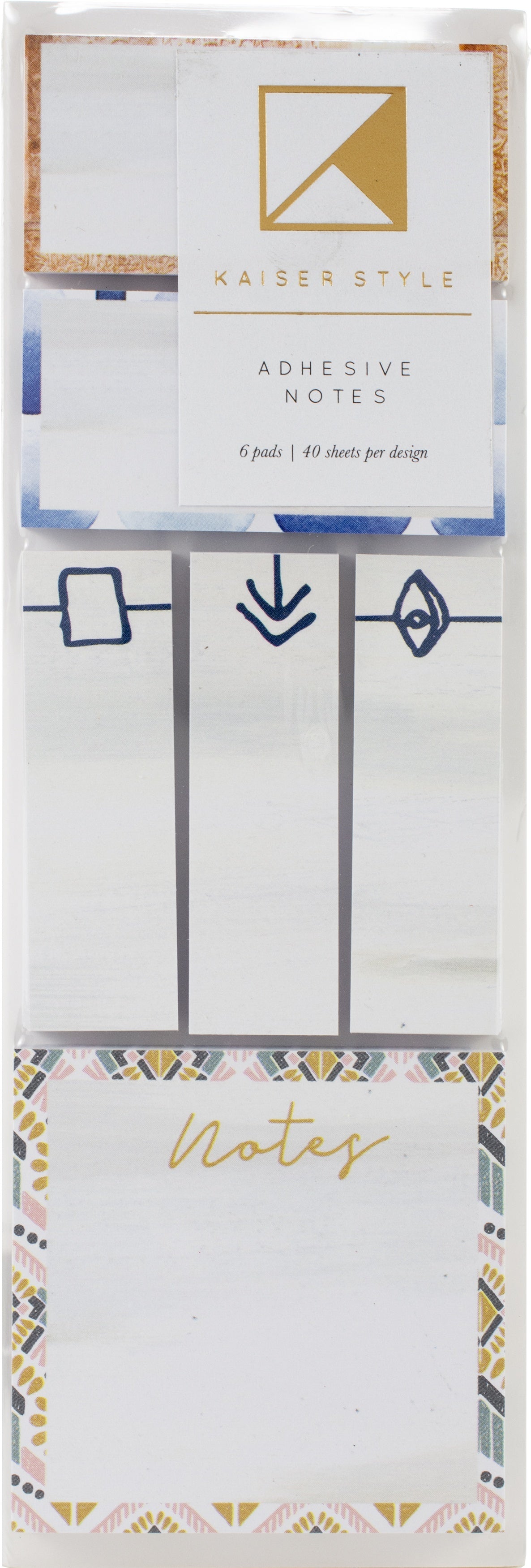 Kaisercraft Kaiser Style Adhesive Note Pads 6/Pkg - Wanderlust; Assorted Sizes & Designs