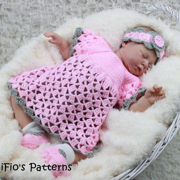 Crochet Pattern baby set UK & USA Terms  #25