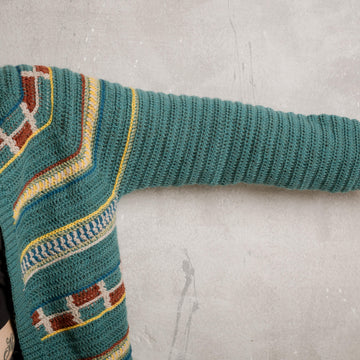 Izma Cardigan Crochet PATTERN with Colorwork Motifs, Two Video Tutorials Included, UK terms