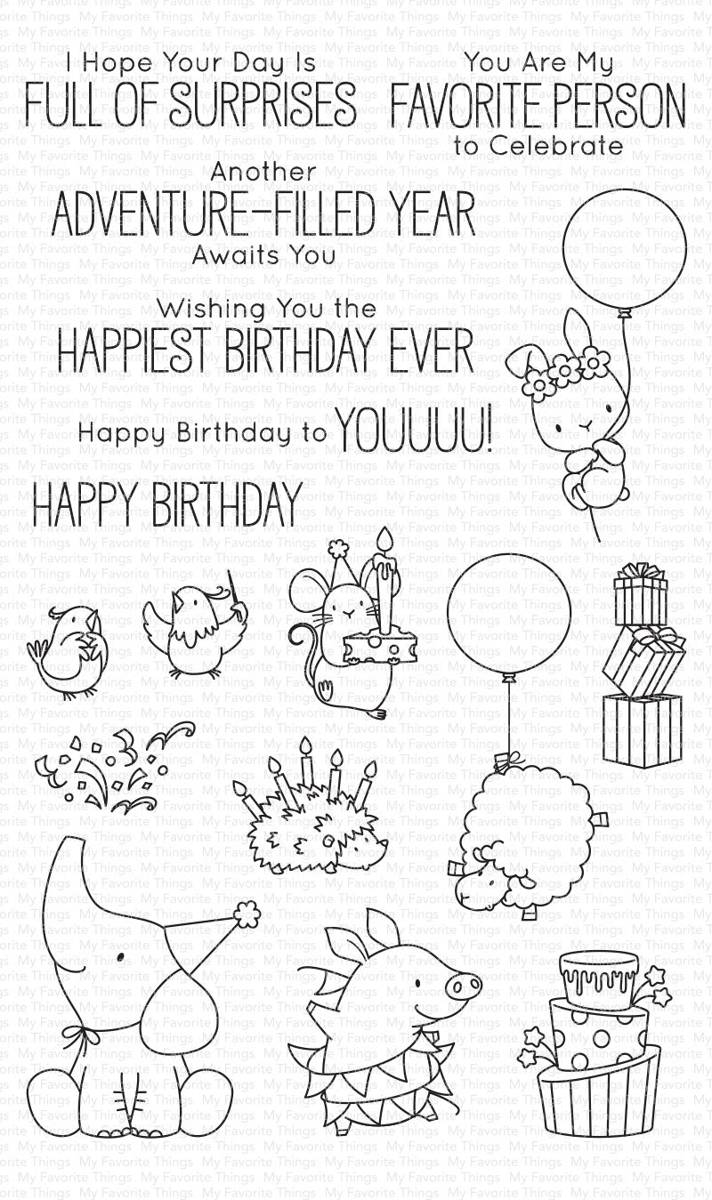 My Favorite Things Birdie Brown Stamps 5"X8" - Birthday Buds