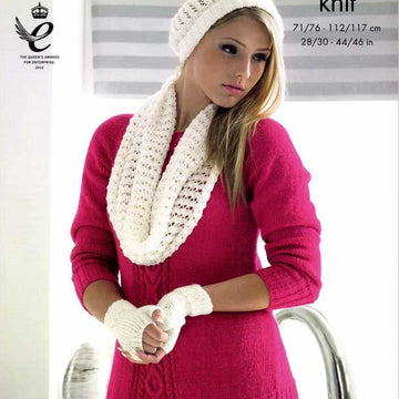 Sweater, Snood, Hat and Fingerless Gloves in King Cole Glitz DK  - 4084 - Leaflet