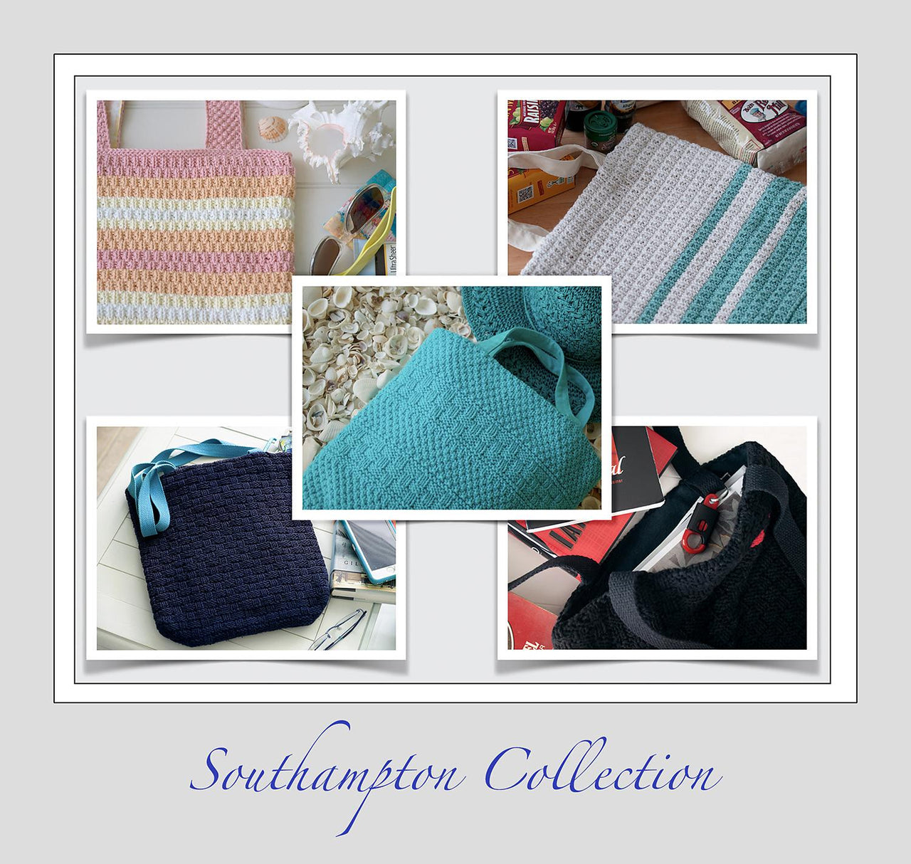 Southampton Collection – Knitting Patterns for Five Fabric-lined Bags