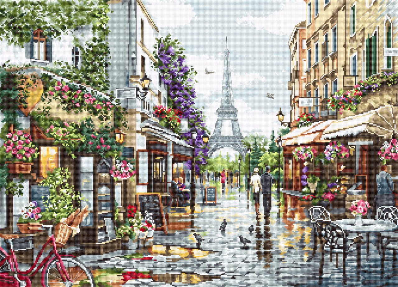 Luca-S Paris in Flowers Counted Cross Stitch Kit - 47cm x 34cm