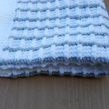 White and Silver Moses Basket/Buggy/Baby Seat Blanket