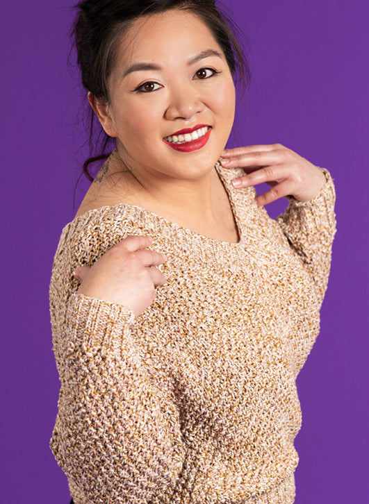 Celestial Sweater - Free Sweater Knitting Pattern For Women in Paintbox Yarns Metallic DK by Paintbox Yarns