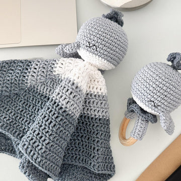 Whale Baby Lovey Blanket & Rattle Crochet Pattern PDF – Cute Stuffed Toy Tutorial