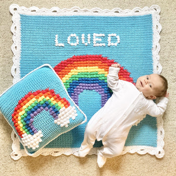 Rainbow Puff Blanket & Pillow Set