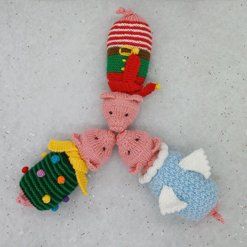 Christmas Knitting Pattern - Pigs in Blankets Decoration Gift Bags, Toy Charity knit