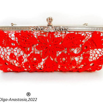 Red lace handbag