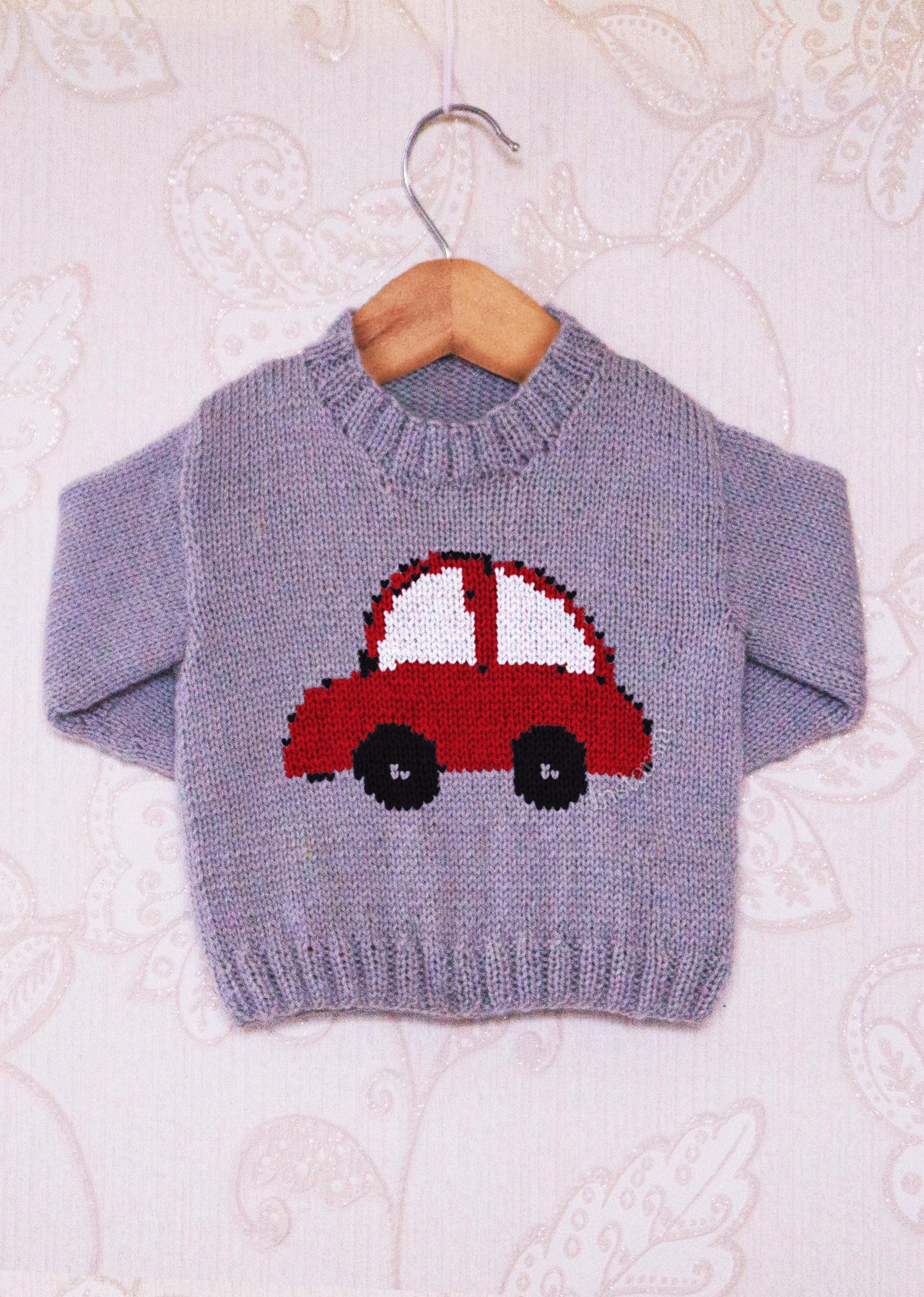 Intarsia - Little Red Car Chart - Childrens Sweater