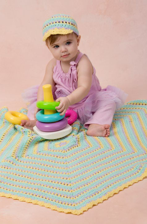 One Hexagon Baby Blanket in Red Heart Anne Geddes Baby - LW3478EN - Downloadable PDF