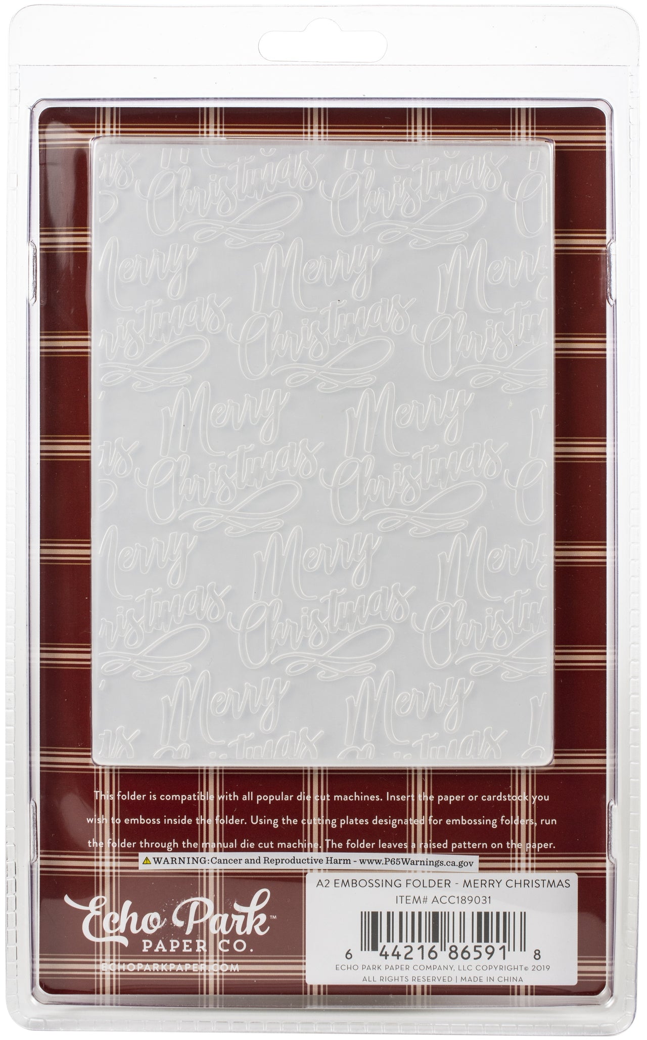 Echo Park Paper Echo Park Embossing Folder A2 - Merry Christmas