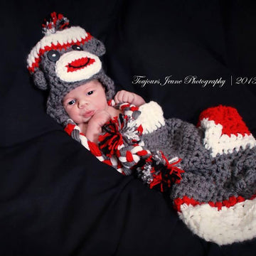 Baby Sock Monkey Hat & Sock Cocoon Pattern