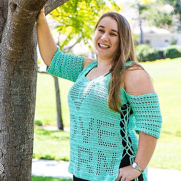 "I Love Yarn" Filet Crochet Top