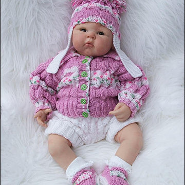 Cosy ribbed Jacket Set 16-22” doll/0-3m baby